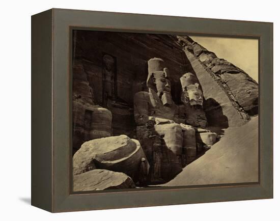 Facade of the Great Temple at Abu Simbel, 1865 (Sepia Photo)-Francis Frith-Framed Premier Image Canvas
