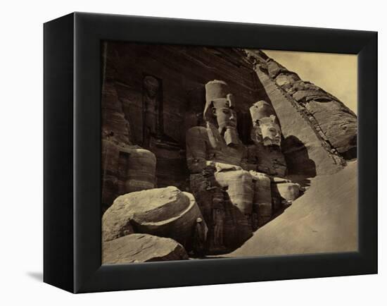 Facade of the Great Temple at Abu Simbel, 1865 (Sepia Photo)-Francis Frith-Framed Premier Image Canvas