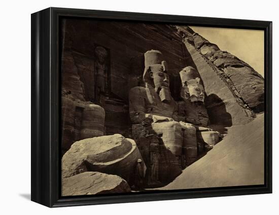 Facade of the Great Temple at Abu Simbel, 1865 (Sepia Photo)-Francis Frith-Framed Premier Image Canvas