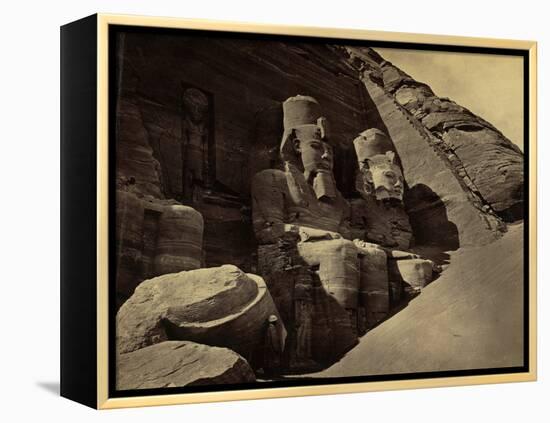 Facade of the Great Temple at Abu Simbel, 1865 (Sepia Photo)-Francis Frith-Framed Premier Image Canvas