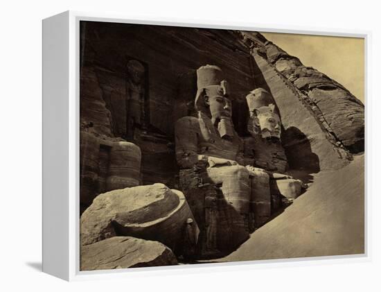 Facade of the Great Temple at Abu Simbel, 1865 (Sepia Photo)-Francis Frith-Framed Premier Image Canvas