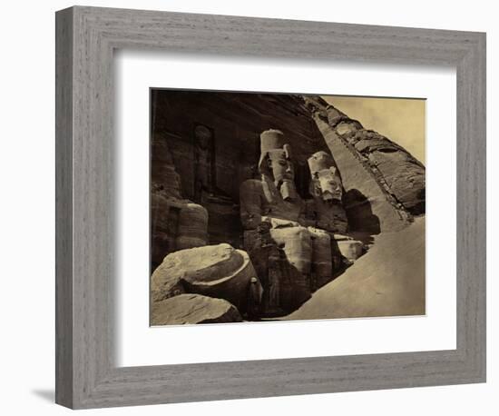 Facade of the Great Temple at Abu Simbel, 1865 (Sepia Photo)-Francis Frith-Framed Giclee Print