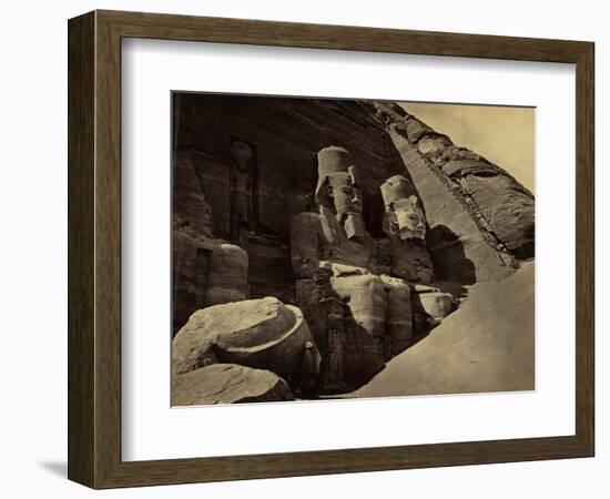 Facade of the Great Temple at Abu Simbel, 1865 (Sepia Photo)-Francis Frith-Framed Giclee Print