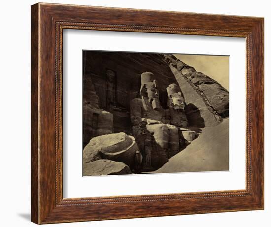 Facade of the Great Temple at Abu Simbel, 1865 (Sepia Photo)-Francis Frith-Framed Giclee Print