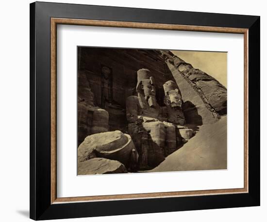 Facade of the Great Temple at Abu Simbel, 1865 (Sepia Photo)-Francis Frith-Framed Giclee Print