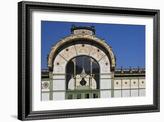 Facade of the Karlsplatz Pavilion Metropolitan Railway Station of 1898, Vienna, Austria-Julian Castle-Framed Photo