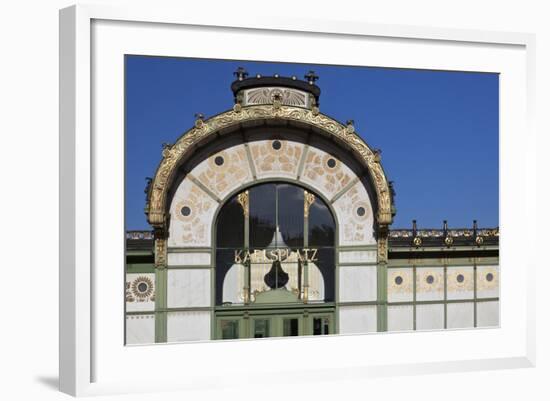 Facade of the Karlsplatz Pavilion Metropolitan Railway Station of 1898, Vienna, Austria-Julian Castle-Framed Photo