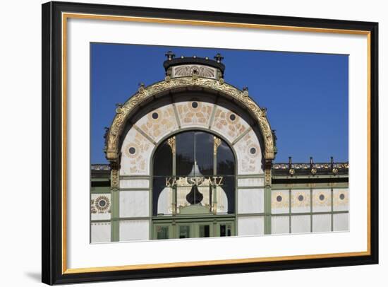 Facade of the Karlsplatz Pavilion Metropolitan Railway Station of 1898, Vienna, Austria-Julian Castle-Framed Photo