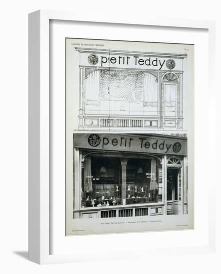 Facade of the Petit Teddy Shop in Paris-null-Framed Giclee Print