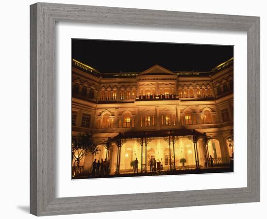 Facade of the Raffles Hotel at Night in Singapore, Southeast Asia-Steve Bavister-Framed Photographic Print