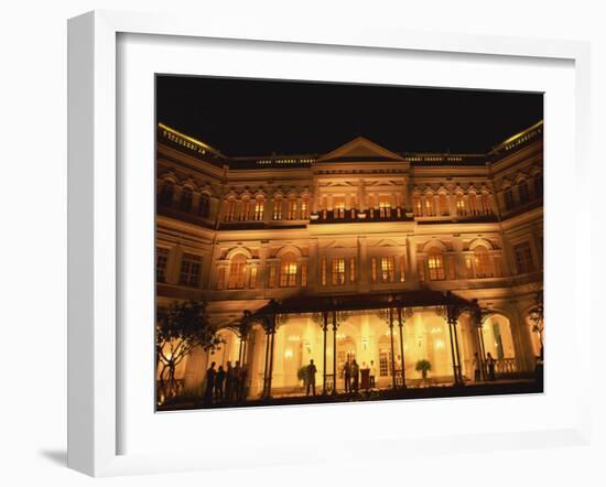 Facade of the Raffles Hotel at Night in Singapore, Southeast Asia-Steve Bavister-Framed Photographic Print