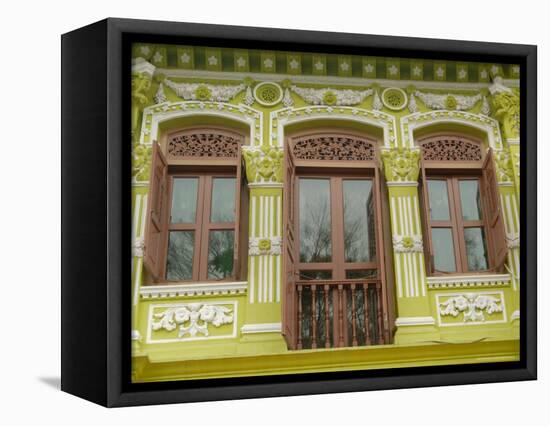 Facade of Traditional Singaporean Colonial Building in Arab Quarter, Colonial District, Singapore-Richard Nebesky-Framed Premier Image Canvas