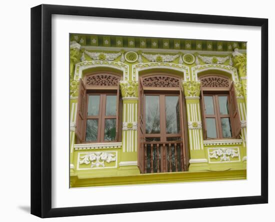 Facade of Traditional Singaporean Colonial Building in Arab Quarter, Colonial District, Singapore-Richard Nebesky-Framed Photographic Print