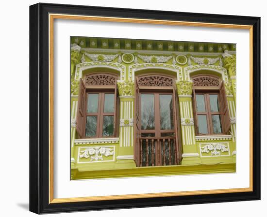 Facade of Traditional Singaporean Colonial Building in Arab Quarter, Colonial District, Singapore-Richard Nebesky-Framed Photographic Print