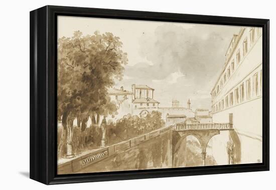 Façade sur la jardin du Palais Barberini à Rome-Pierre Henri de Valenciennes-Framed Premier Image Canvas