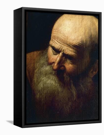 Face of Abraham, Detail of Sacrifice of Isaac-Caravaggio-Framed Premier Image Canvas