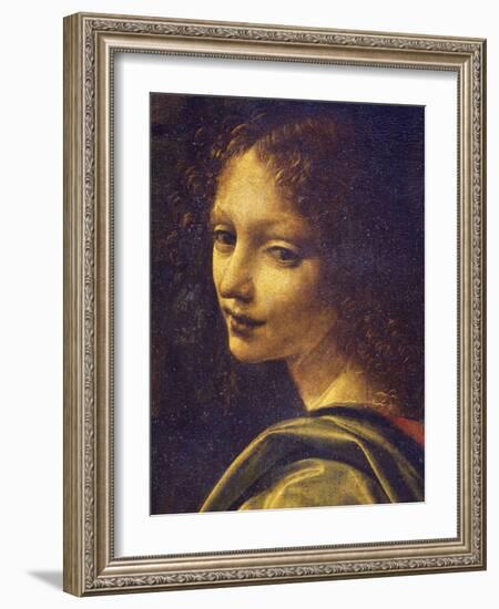 Face of Angel, Detail from Virgin of Rocks, 1483-1490-Leonardo da Vinci-Framed Giclee Print