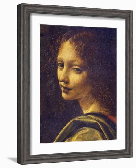 Face of Angel, Detail from Virgin of Rocks, 1483-1490-Leonardo da Vinci-Framed Giclee Print