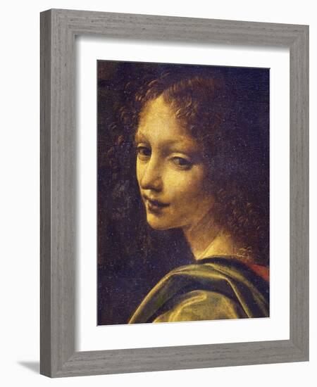 Face of Angel, Detail from Virgin of Rocks, 1483-1490-Leonardo da Vinci-Framed Giclee Print