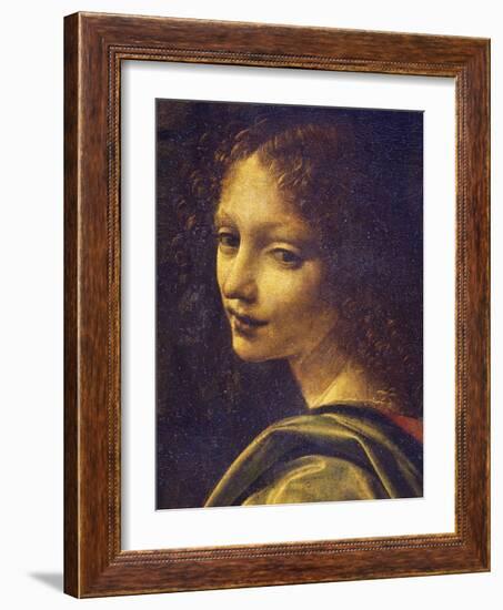 Face of Angel, Detail from Virgin of Rocks, 1483-1490-Leonardo da Vinci-Framed Giclee Print