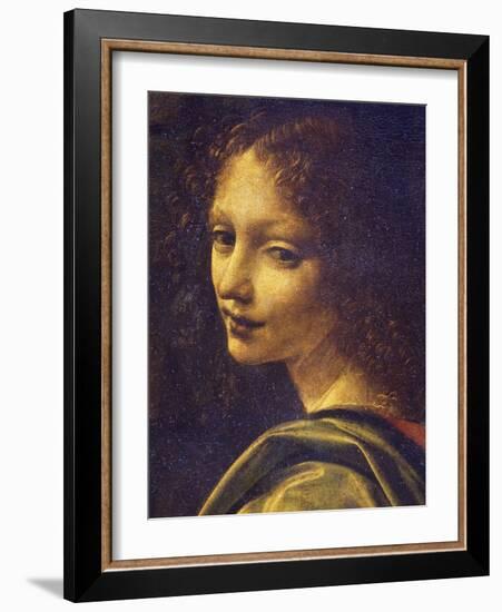 Face of Angel, Detail from Virgin of Rocks, 1483-1490-Leonardo da Vinci-Framed Giclee Print