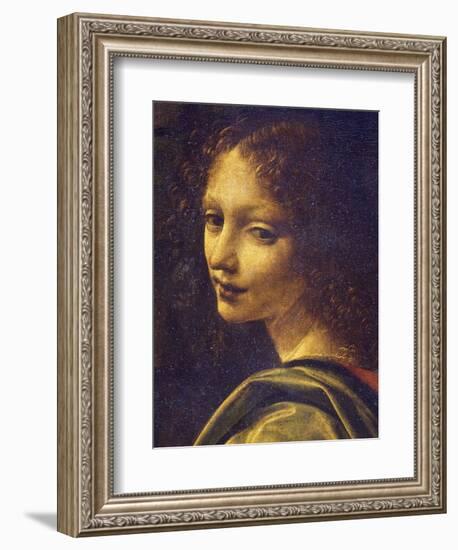 Face of Angel, Detail from Virgin of Rocks, 1483-1490-Leonardo da Vinci-Framed Giclee Print