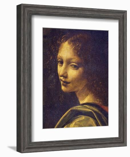 Face of Angel, Detail from Virgin of Rocks, 1483-1490-Leonardo da Vinci-Framed Giclee Print