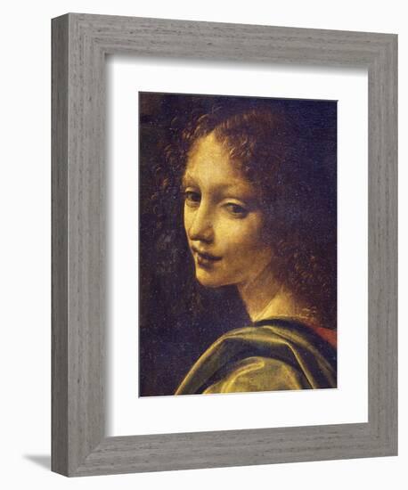 Face of Angel, Detail from Virgin of Rocks, 1483-1490-Leonardo da Vinci-Framed Giclee Print