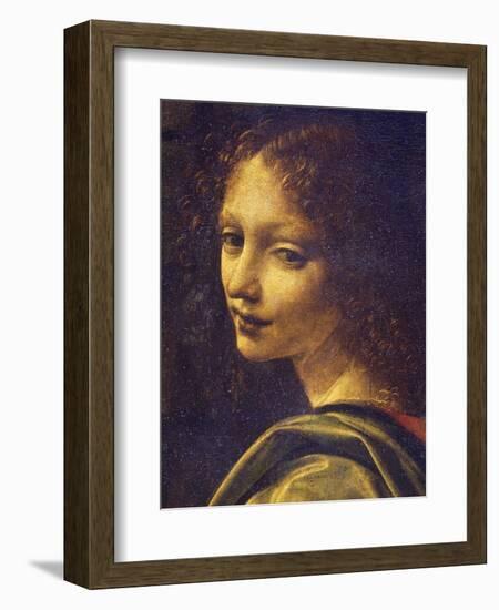 Face of Angel, Detail from Virgin of Rocks, 1483-1490-Leonardo da Vinci-Framed Giclee Print