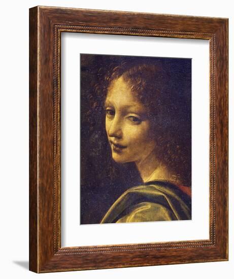 Face of Angel, Detail from Virgin of Rocks, 1483-1490-Leonardo da Vinci-Framed Giclee Print