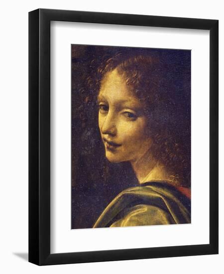 Face of Angel, Detail from Virgin of Rocks, 1483-1490-Leonardo da Vinci-Framed Giclee Print