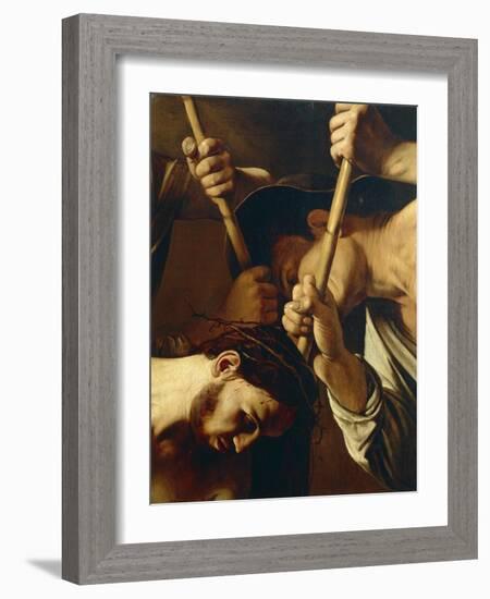 Face of Christ, Detail from Crowning with Thorns-Caravaggio-Framed Giclee Print