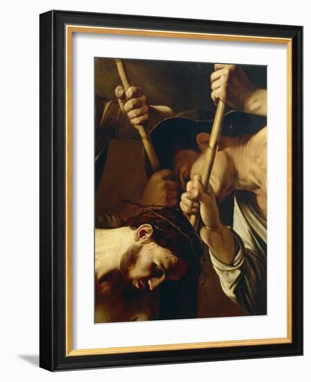 Face of Christ, Detail from Crowning with Thorns-Caravaggio-Framed Giclee Print