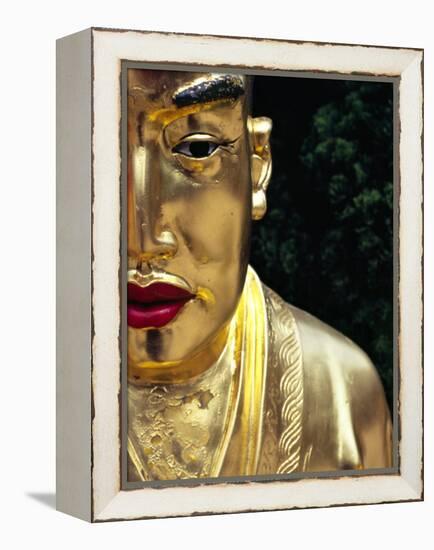 Face of Golden Buddha Statue - One Among Many at Ten Thousand Buddhas Monastery, New Territories-Andrew Watson-Framed Premier Image Canvas