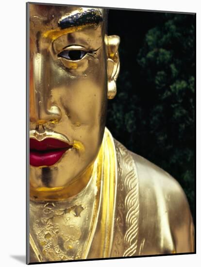 Face of Golden Buddha Statue - One Among Many at Ten Thousand Buddhas Monastery, New Territories-Andrew Watson-Mounted Photographic Print