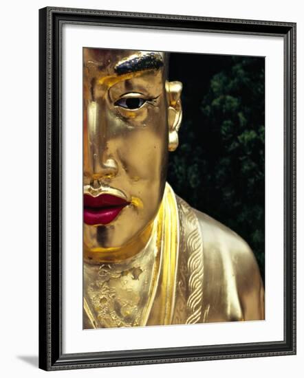 Face of Golden Buddha Statue - One Among Many at Ten Thousand Buddhas Monastery, New Territories-Andrew Watson-Framed Photographic Print