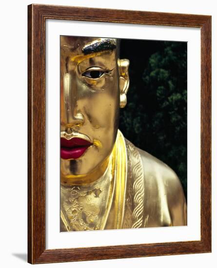 Face of Golden Buddha Statue - One Among Many at Ten Thousand Buddhas Monastery, New Territories-Andrew Watson-Framed Photographic Print