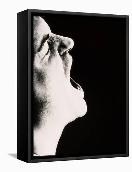 Face of Man Screaming In Rage Or Pain (side View)-Cristina-Framed Premier Image Canvas