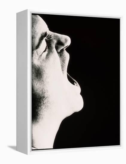 Face of Man Screaming In Rage Or Pain (side View)-Cristina-Framed Premier Image Canvas