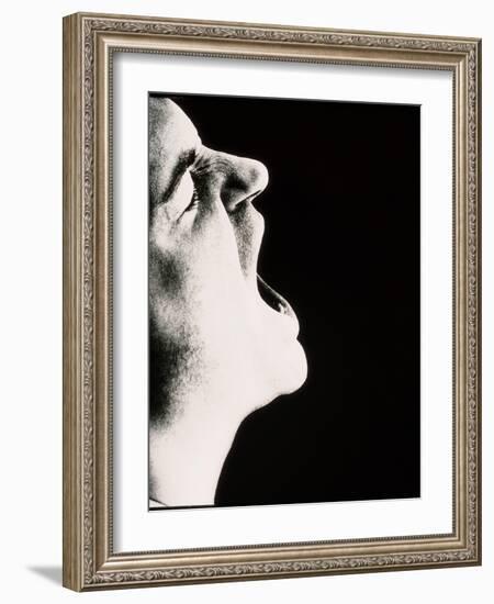 Face of Man Screaming In Rage Or Pain (side View)-Cristina-Framed Photographic Print