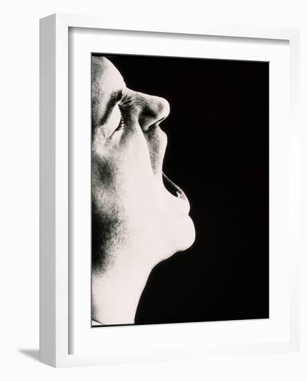 Face of Man Screaming In Rage Or Pain (side View)-Cristina-Framed Photographic Print