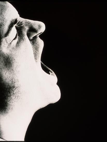 'Face of Man Screaming In Rage Or Pain (side View)' Photographic Print ...