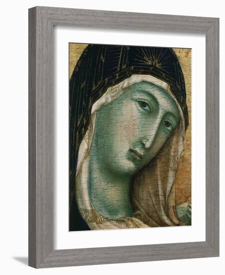 Face of Virgin Mary, from Madonna with Child altarpiece, Convent of San Domenico-Duccio di Buoninsegna-Framed Giclee Print