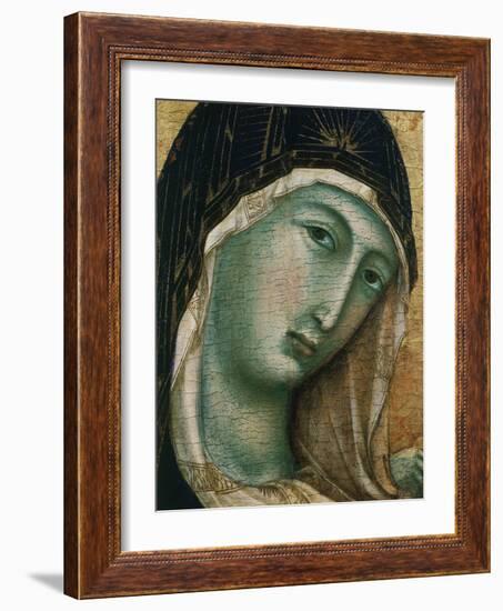 Face of Virgin Mary, from Madonna with Child altarpiece, Convent of San Domenico-Duccio di Buoninsegna-Framed Giclee Print