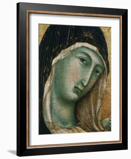 Face of Virgin Mary, from Madonna with Child altarpiece, Convent of San Domenico-Duccio di Buoninsegna-Framed Giclee Print