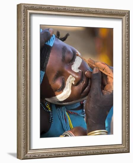 Face Painting with a Mixture of Clay, Turmi, Ethiopia-Jane Sweeney-Framed Photographic Print