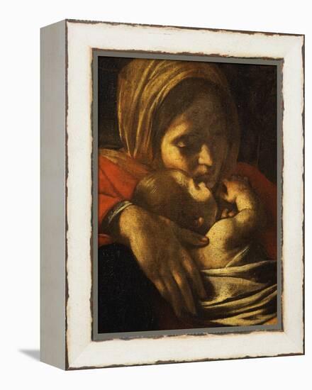 Faces of Madonna and Child, from Adoration of the Shepherds (Detail)-Caravaggio-Framed Premier Image Canvas