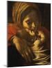 Faces of Madonna and Child, from Adoration of the Shepherds (Detail)-Caravaggio-Mounted Giclee Print