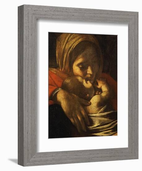 Faces of Madonna and Child, from Adoration of the Shepherds (Detail)-Caravaggio-Framed Giclee Print