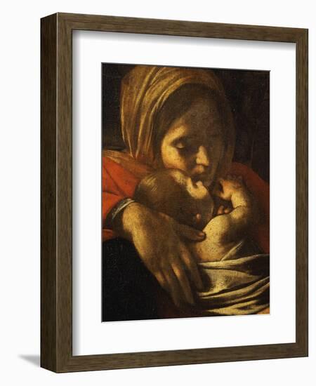 Faces of Madonna and Child, from Adoration of the Shepherds (Detail)-Caravaggio-Framed Giclee Print